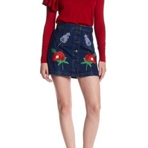 NWOT Topshop Moto Denim Embroidered skirt